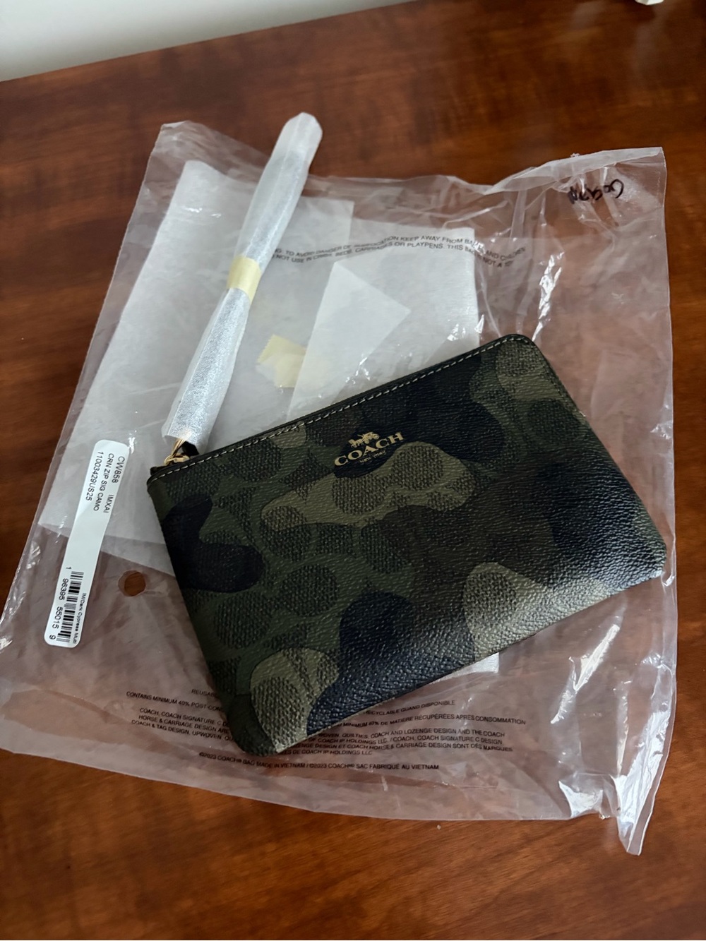 Coach Black and Brown Camo Zip Coin Pouch - Picture 4 of 5